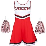 Redstar Fancy Dress - Damen Cheerleader-Kostüm - Uniform mit Pompons...