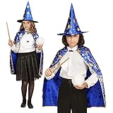 Widmann - Kinderkostüm Zauberer/Zauberin, Umhang und Hut, Magier/in,...