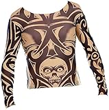 infactory Tattoo Oberteil: Tattoo-Shirt 'Skull', schwarz-weiß (Tattoo...