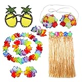 Hazrcvr Kostüm Hawaii Damen 8 Stück Hawaiian Hula Hawaiian Gras Hula...