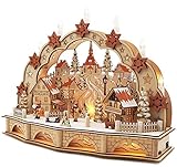 Wichtelstube-Kollektion Holzkunst LED Schwibbogen mit Sockel Seiffener...