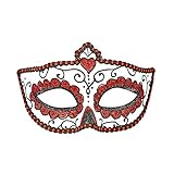 'DIA DE LOS MUERTOS EYEMASK DECORATED WITH BLACK & RED GLITTER' -