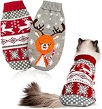 HYLYUN 2 Stück Weihnachts Katze Hunde Pullover, Klein Hundepullover...