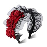 MWOOT Damen Halloween Haarschmuck Rose Stirnband, Blumen Kopfschmuck...