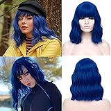 TANTAKO®Kurze Blau Perücken für Frauen Kurze Gewellte Blau Bob...