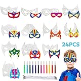 Superhelden Masken Kinder, 24 Stück DIY Blanko Masken Basteln...