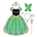 IMEKIS Mädchen Prinzessin Anna Kleid Schneekönigin Krönung Kostüm...