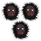 PRETYZOOM 3 Stück Gorilla Masken mit Pelz Schimpansen Masken...