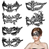Aomig Spitze Maske, 6 Stück Venezianische Maske Spitze Damen, Schwarz...
