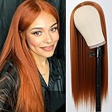 PORSMEER Damen Auburn Lang Glatt Perücken für Frauen Mädchen Orange...