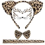 baotongle Leopard Kostüm Set, Leopard Gesicht Kunst Aufkleber, Tier...