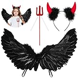 ZDQC 3 Stück Engel Flügel Schwarz,65CM Flügel Schwarz...