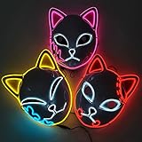 LTFUNPN Demon Slayer Mask,LED Cosplay Mask Japanese Anime Demon Slayer...