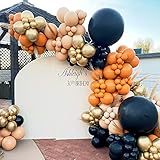 Luftballon Girlande, Orange Schwarz Ballon Girlande Ballonbögen Kit...