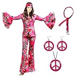 XonyiCos 6 Stück 70er Jahre Hippie Kostüme Zubehör für Damen Disco...