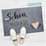 WELLMODA® Fußmatte I Schön, DASS du da bist I Waschmaschinen...