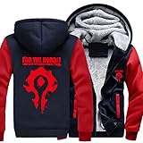 Männer Reißverschluss Fleece Kapuzenpullover für Warcraft World...