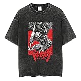 KAJAME Anime T-Shirt Berserk T-Shirt Männer Washed T Shirt Japanese...