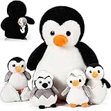 Aoriher 7 Pinguin Plüschtiere Set 35 cm 1 Mama Pinguin Stofftier mit...