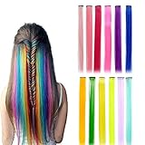 12 Stück Farbiger Haarverlängerungs Clip, Bunte Gerade Haarteil...