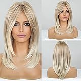 HAIRCUBE Lange Blonde Perücken für Frauen Synthetische Haarperücke...