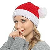 Vanansa Weihnachtsmütze Erwachsene,Gestrickte Nikolausmütze für...