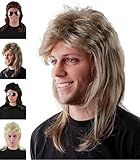 Lustige helle Blonde Vokuhila Perücke für Herren zu Fasching...