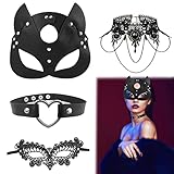 4 Stück Catwoman Maske Spitze Catwoman, Katzen Maske PU,...