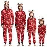 OEAK Weihnachts Schlafanzug Familie Einteiler Onesie Weihnachtspyjama...