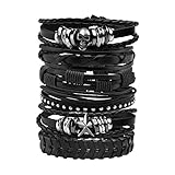 MILAKOO 6 Stück Lederarmband schwarz braun geflochten breites Armband...