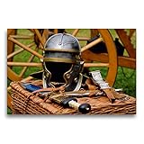 Premium Textil-Leinwand 75 x 50 cm Quer-Format Ritterhelm | Wandbild,...