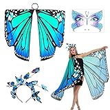BOFUNX Damen Schmetterling Kostüm Umhang + Schmetterling Haarreif +...