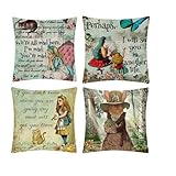 Morjakey Quadratische 4er-Pack Kissenbezüge für Alice im...