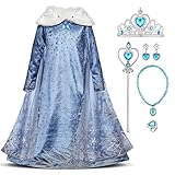 Mädchen Elsa Kostüm Eiskönigin Kleid Kinder Schneekönigin Cosplay...