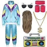 Fover 80er Jahre Outfit Herren Damen Kostüm Trainingsanzug Pop Art...