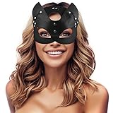Hukermoon Katze Maske Damen Halloween Sexy Katzenmaske PU Leder...