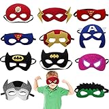 LUKIUP 12 Stück Superhelden Masken, Kinder Party Masken, Filz...