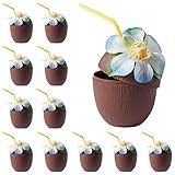 THE TWIDDLERS 12 Hawaiianische Kokonuss Kunststoffbecher mit Blume &...