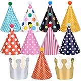Chstarina 11 Stück Partyhüte zum Geburtstag mit Pompons, Partyhüte...