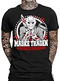 Maske tragen - Kontakte halbieren Jason Herren Fun T-Shirt | Halloween...