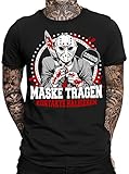 Maske tragen - Kontakte halbieren Jason Herren Fun T-Shirt | Halloween...