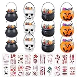 Qunkun 12 Stück Mini Halloween Eimer Süßigkeiten Halter Schwarz...