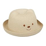 Relaxdays Kinder Strohhut, Gr. 52, mit Bär Gesicht, Kinderhut 2-4...