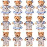 12 Stück Bär Kuscheltier Mini Paar Plüsch Bärchen mit Sackleinen...