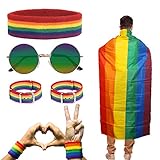 HAKOTOM 5Tlg Gay Pride Accessoire Regenbogen Umhang...