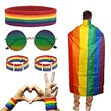 HAKOTOM 5Tlg Gay Pride Accessoire Regenbogen Umhang...