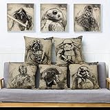 JWEK Kissenbezug 5-teiliges Set Leinen Beige Skizze Star Wars Printing...