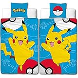 BERONAGE Linon Kinder Wende-Bettwäsche Pokémon Outlined Renforcé -...