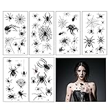 DOKEI Spinnen Temporäre Tattoos, 100stk Halloween Schminke Tattoo...