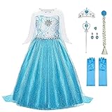 URAQT ELSA Mädchen Prinzessin Kostüm, ELSA Kinder Kleid 6-teiliges...